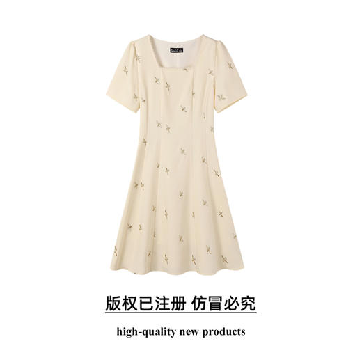 【清仓超15天不保价】大码女装2025夏季时尚减龄方领连衣裙胖妹妹气质刺绣设计裙子9952853511【1】 商品图0