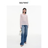 SELFWHO笑脸衣橱醋酸棉混纺撞色条纹长袖t恤女2025秋新款宽松上衣 商品缩略图3