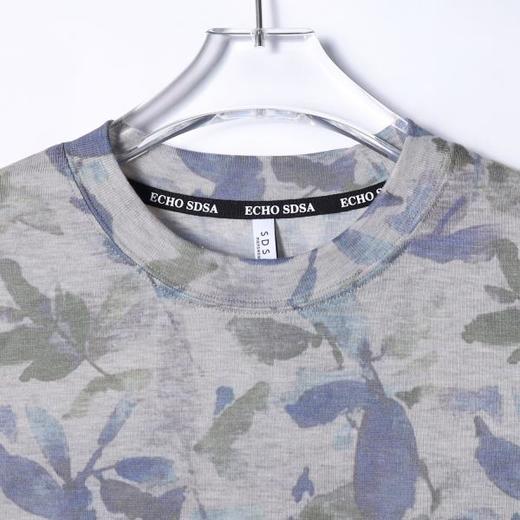 T4222SDSA夏季新款男士痞帅水墨撞色花卉图案短袖T恤百搭圆领时尚上衣 商品图2