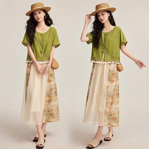 绝美套装连衣裙，撞色拼接小个子两件套HR-YBER131-1 商品图2