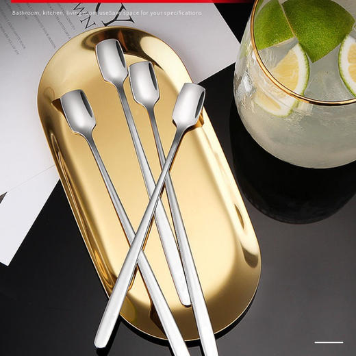 【出口304不锈钢搅拌勺】韩式304不锈钢长冰勺家用咖啡加长搅拌勺多用途加厚调酒长柄勺子 商品图0