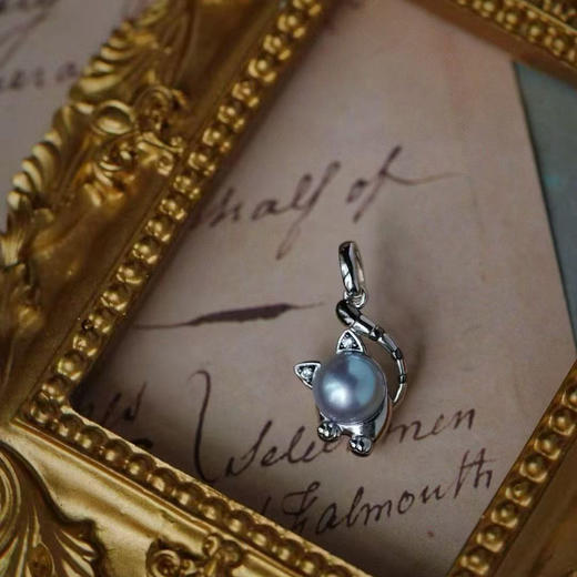 龢盒原创 海水珍珠猫咪耳钉吊坠 商品图2