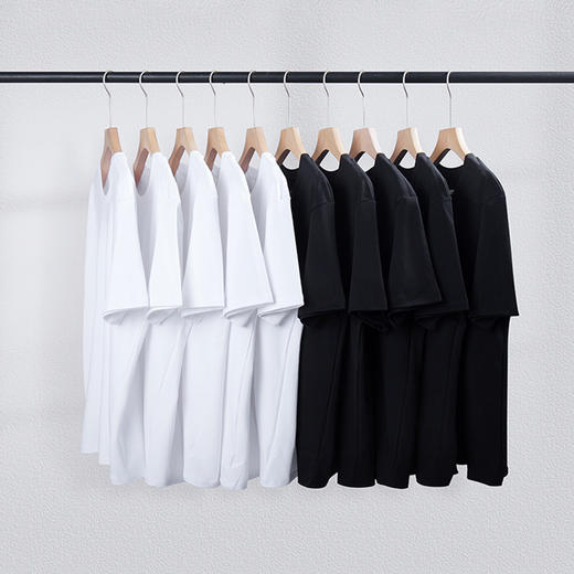 第三代水云棉防污渍男女圆领短袖t恤夏季纯棉宽松白色半袖三防T恤夏季新款 商品图3