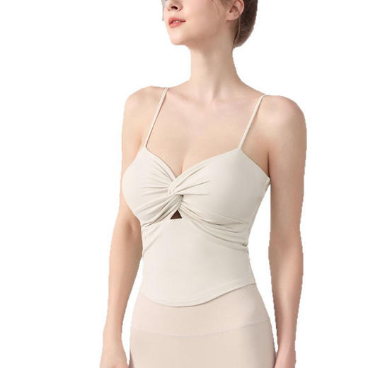 跃牌【海听系列】瑜伽服性感扭结吊带运动背心女带胸垫印花修身内搭健身上衣XC81 商品图4