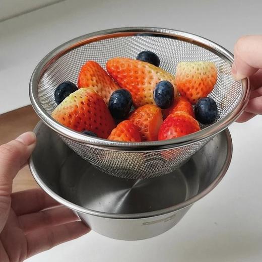 品牌直发2个到手29.9迷你304不锈钢水果碗沥水篮两件套加厚材质抗摔耐用精细打磨全网孔沥水设计一篮多用基地直邮 商品图2