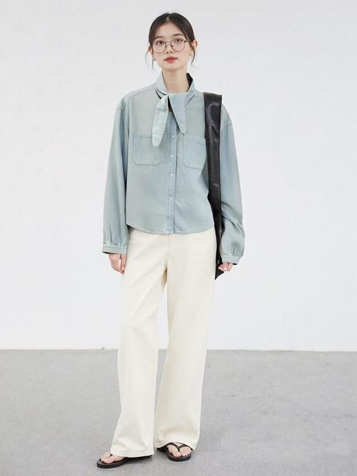 【时装系列】ME TOWN'S 9591（超超软料）做旧水洗牛仔打结外套衬衫M1-4-喜出 商品图2