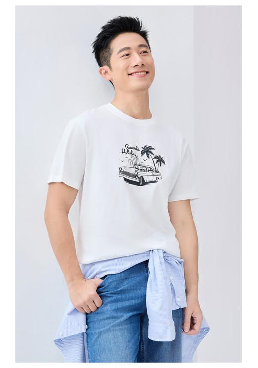 佐丹奴BM男装25年新款纯棉印花T恤衫13095206 商品图0