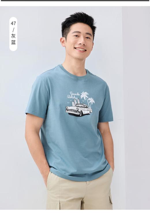 佐丹奴BM男装25年新款纯棉印花T恤衫13095206 商品图1