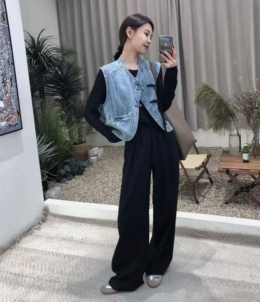 【时装系列】ME TOWN'S 3007（春夏秋皆可穿）盘扣牛仔马甲M1-4-喜出 商品图1