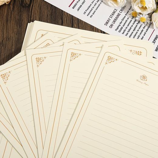 金色玫瑰信纸 浪漫表白复古风情书 手写b5简约a5高级感a4欧式信笺文艺信纸 10张包 商品图1