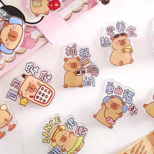 卡皮巴拉的旅行留言夹亚克力夹冰箱贴 商品图0