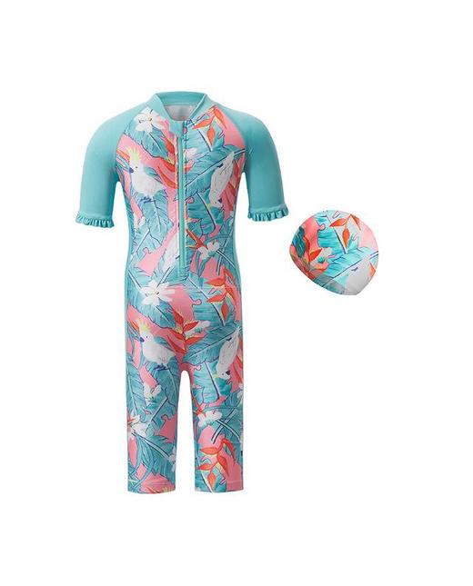 【春上新】8楼爱慕儿童Aimer Kids女孩2件装-花花鹦鹉短袖五分裤连体泳衣AK167H921，吊牌价660元 商品图4