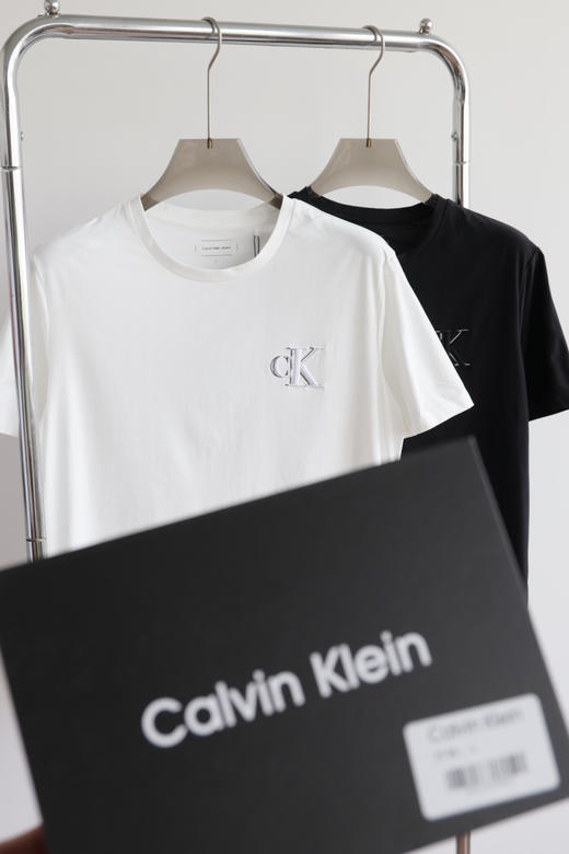 特价一盒2件 西K25新款重影刺绣 弹力圆领短袖T恤 TX571 商品图3