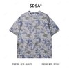 T4222SDSA夏季新款男士痞帅水墨撞色花卉图案短袖T恤百搭圆领时尚上衣 商品缩略图1