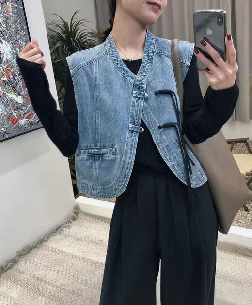 【时装系列】ME TOWN'S 3007（春夏秋皆可穿）盘扣牛仔马甲M1-4-喜出 商品图0