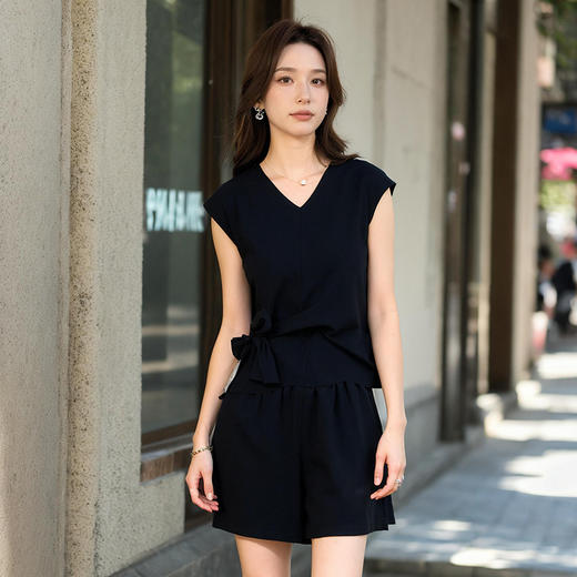 奢姿大码女装2026夏季新款时尚系带无袖套装胖妹妹简约减龄两件套9952990669 商品图2