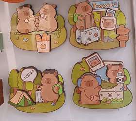 卡皮巴拉的旅行趣味木质磁性冰箱贴（图案随机）