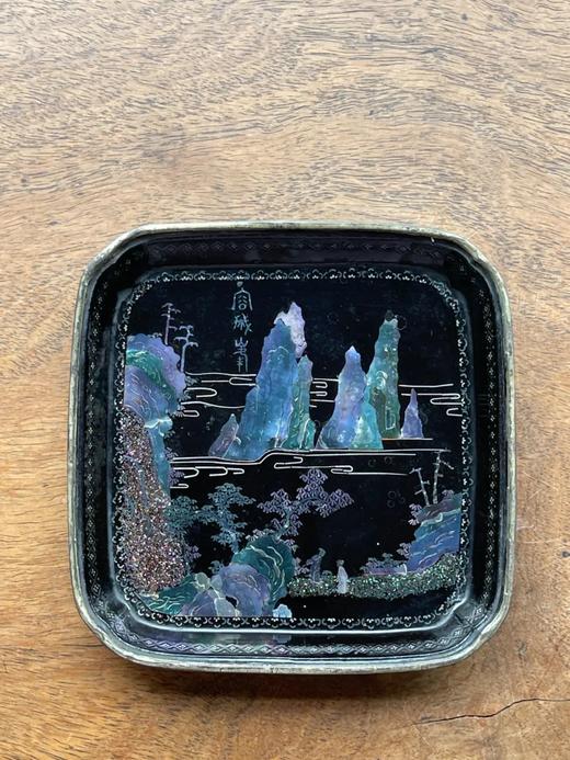 镶螺钿山水图黑漆方碟，顺丰包邮 商品图12