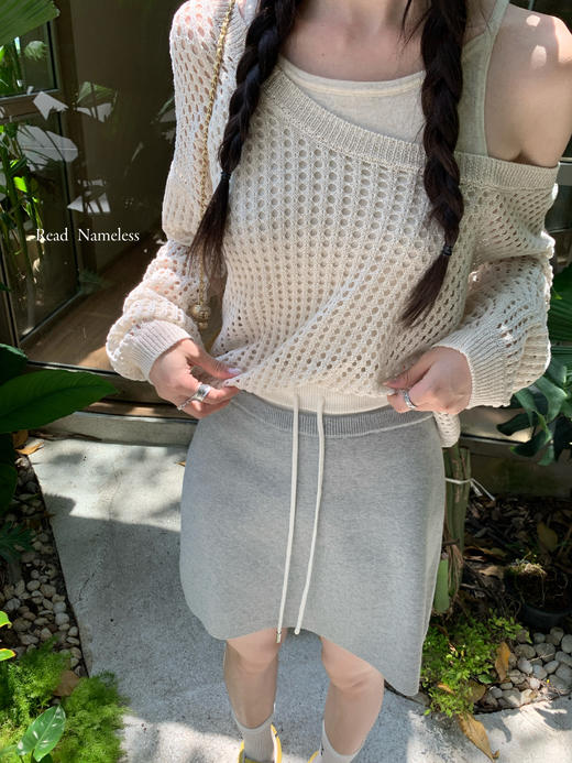 Read Nameless/假两件腰头灰色针织裙2025/7/21 商品图2