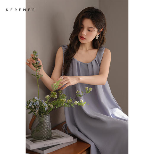 可人儿小众设计师新款泡泡绵女士睡衣夏季少女睡裙可外穿家居服 商品图1