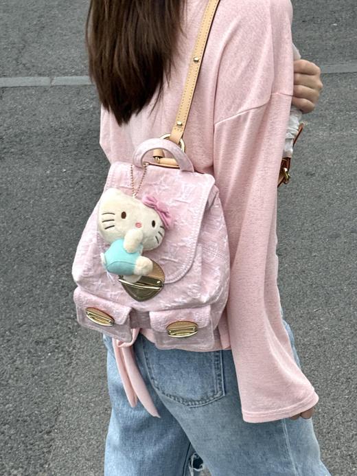 驴家 Venice 粉丹宁浅金色五金可调节肩带 棉 双肩包 女款 粉红色（MM） 商品图6