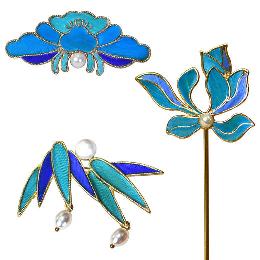 【国风非遗手工·仿点翠】DIY发簪材料包 胸针发夹高级感饰品节日礼物 商品图4