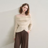 西遇串珠荡领不规则长袖T恤女秋季设计感收腰显瘦针织衫V2651147 商品缩略图4