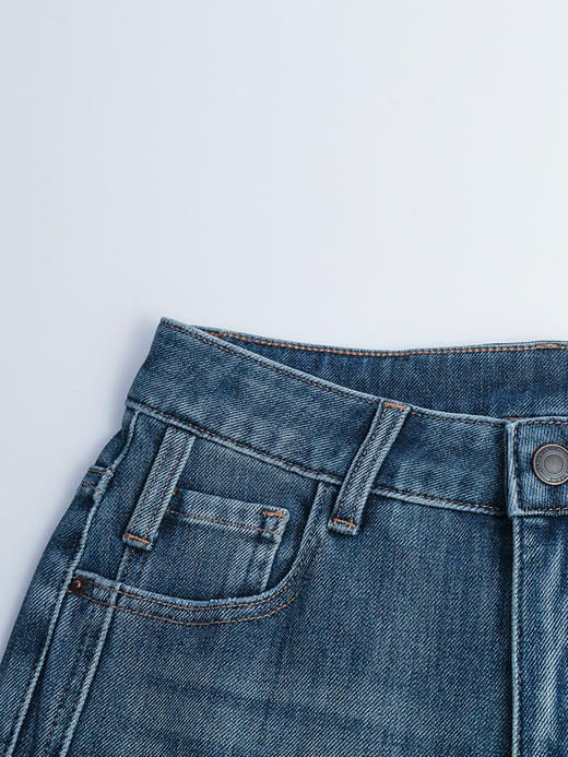 复古蓝微喇牛仔裤女 2025 新款高腰显瘦 不规则裤脚九分裤 商品图2