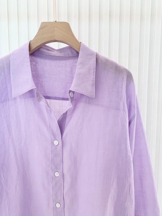 【高品质私服】【IC粉紫色/浅蓝色苎麻平纹布衬衫】柔和亲肤，版型宽松不垮、藏肉显瘦、弧形下摆灵动G1477/G1485-CC【无标出货 介意慎拍】 商品图12