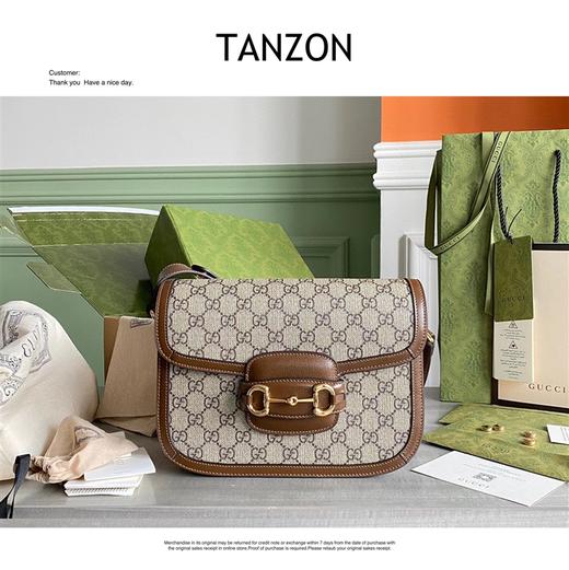 古驰- 1955 horsebit 老花LOGO帆布拼皮革 马鞍包手提斜挎单肩包 男女同款 百搭文艺款 肖战/杨幂/倪妮/IU同款 #送礼推荐（LZ） 商品图1