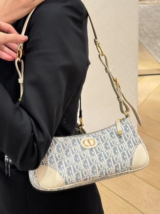 迪奥 30 Montaigne 金色饰面金属CD标志单肩包牛仔蓝拼米色（MM） 商品图3