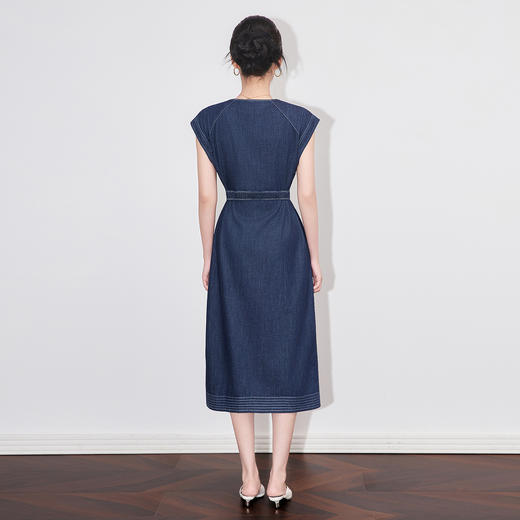 「高货wl」全新升级【铂金会员358/天猫479/差价121】(65549)洛诗琳气质休闲牛仔连衣裙2025夏季新款收腰显瘦裙子女 商品图1