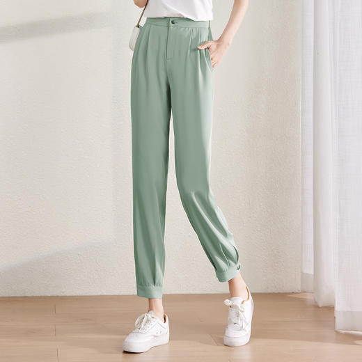 【专属特价】熙世界薄款萝卜休闲裤子女夏季新款简约利落小个子九分哈伦裤 商品图3