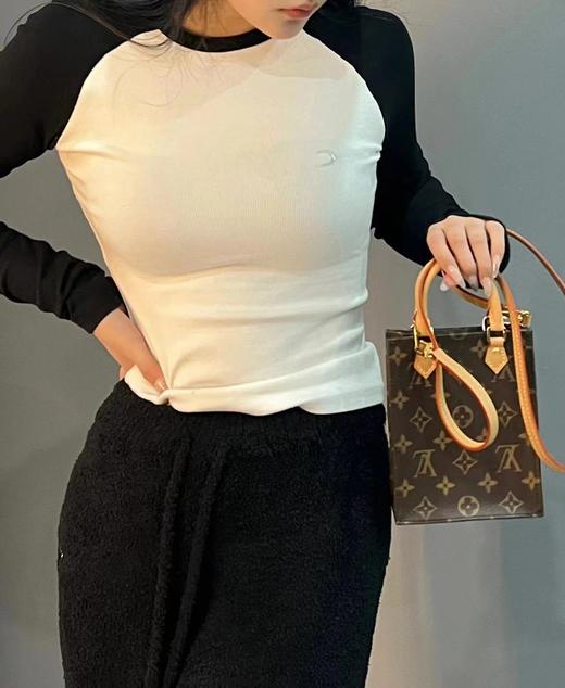 驴家 Petit sac plat经典老花满印 涂层帆布拼牛皮 单肩斜挎手提包薯条包  女款棕色琴谱包(JPH) 商品图5