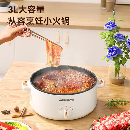 艾贝丽电煮锅 多功能煎炖炒不粘一体式锅涮煮火锅专用电锅 两档火力调节 商品图2
