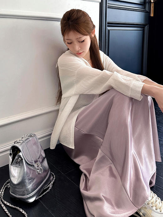 SIIJJEYY枝辑品牌夏季新款仿醋酸缎面流光半身裙 商品图1