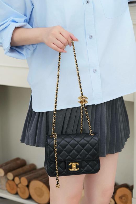 香奈儿 25B 双链条方胖子 黑色小号（MM） 商品图3