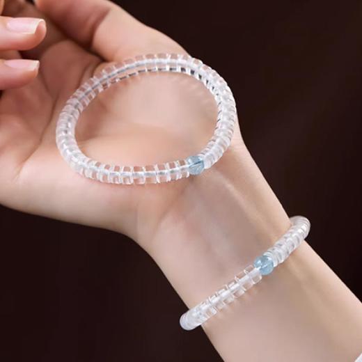 远澈海蓝宝转运珠白水晶直切手串7mm 商品图3