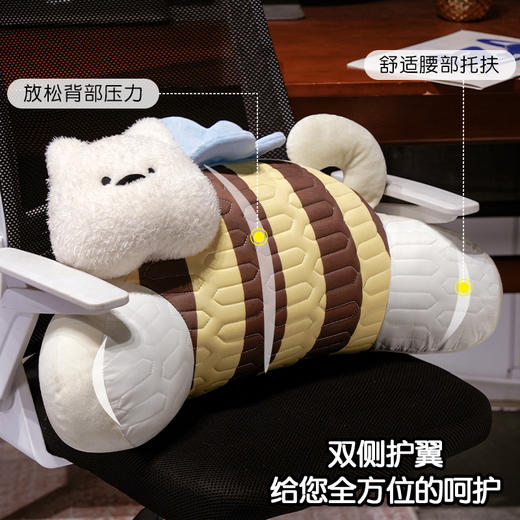 自然醒立体趴趴小狗乳胶腰靠办公室久坐神器护腰靠背垫椅子靠枕沙发孕妇抱枕QYL 商品图2