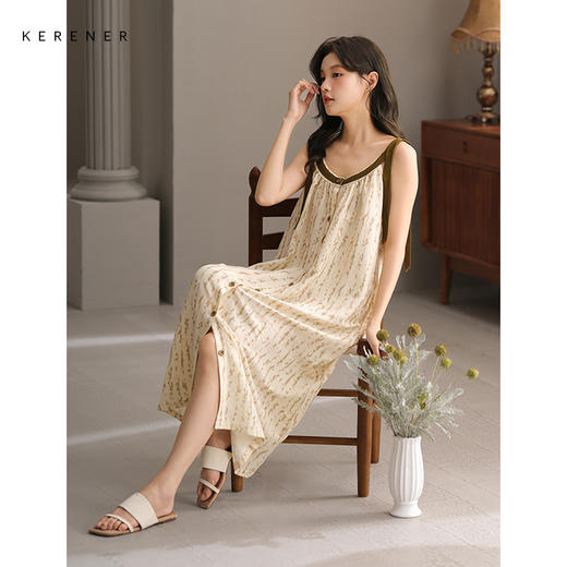 可人儿带bra小众设计泡泡绵女士睡衣夏季少女睡裙可外穿家居服 商品图2