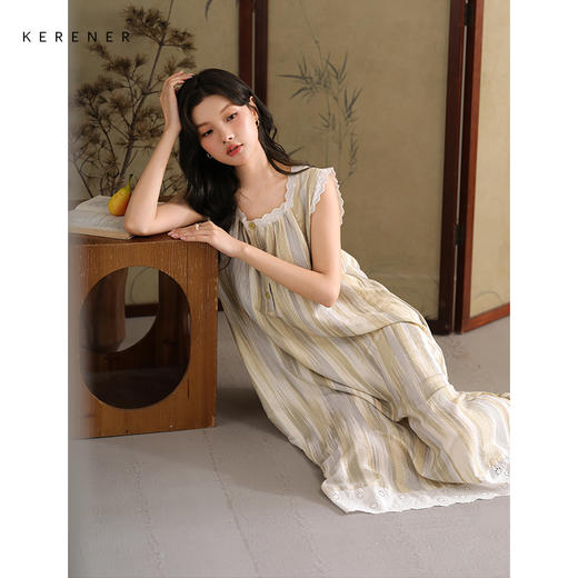 可人儿带bra小众设计新款泡泡绵女士睡衣夏季少女睡裙可外穿 商品图1