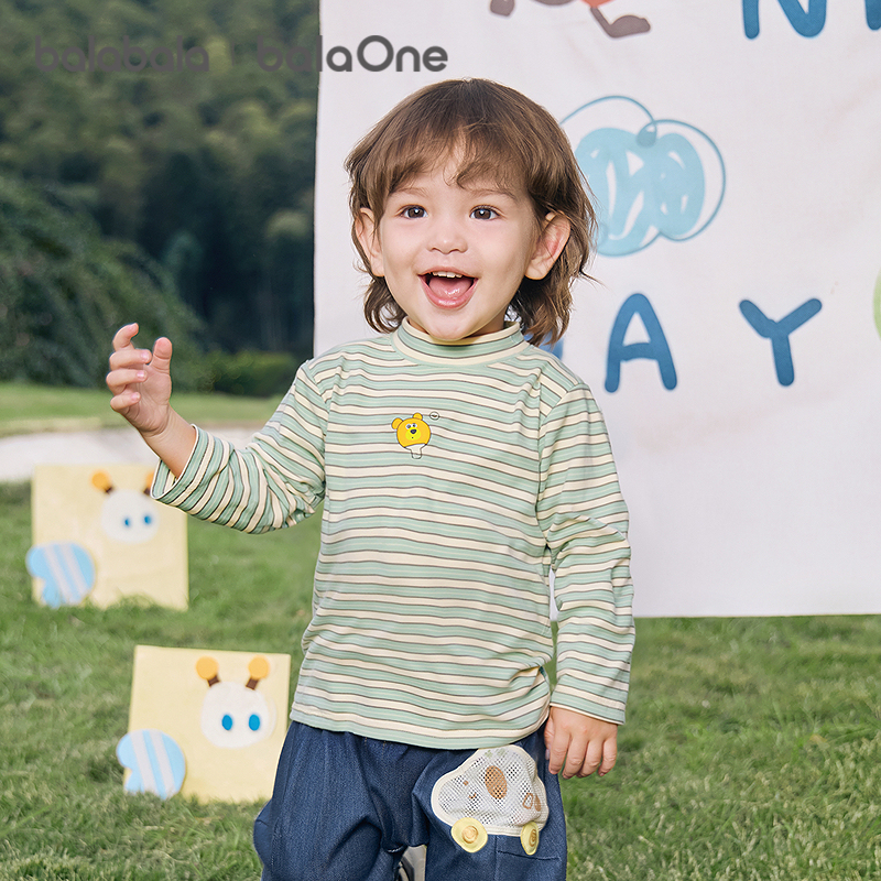 巴拉巴拉balaOne宝宝打底衫男童女童装2025冬季新款半高领t恤婴儿