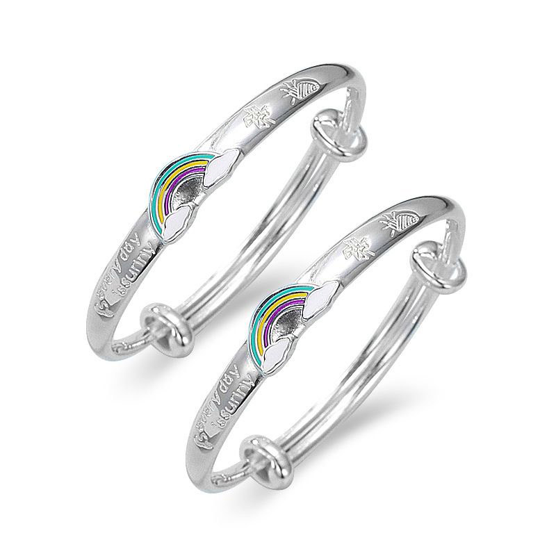 【宏艺珠宝】萌宝彩虹儿童手镯·足银手镯