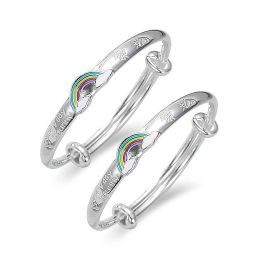 【宏艺珠宝】萌宝彩虹儿童手镯·足银手镯 商品图0