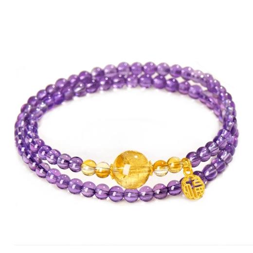 紫气东来紫水晶双圈福牌手串4mm 商品图4