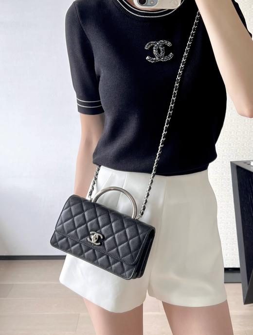 香奈儿 25P春夏 金属手柄风琴包 黑色（MM） 商品图4
