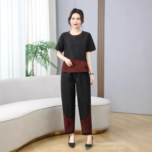 丁摩100%真丝香云纱时尚宽松休闲小脚裤中老年女装显瘦AL2591 商品图2