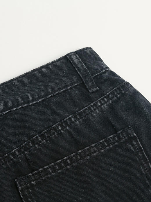 黑色牛仔半身裙女 2025 新款高腰中长款 不规则拼接设计感裙子 商品图3