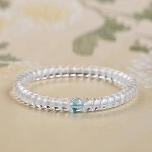 远澈海蓝宝转运珠白水晶直切手串7mm 商品图0