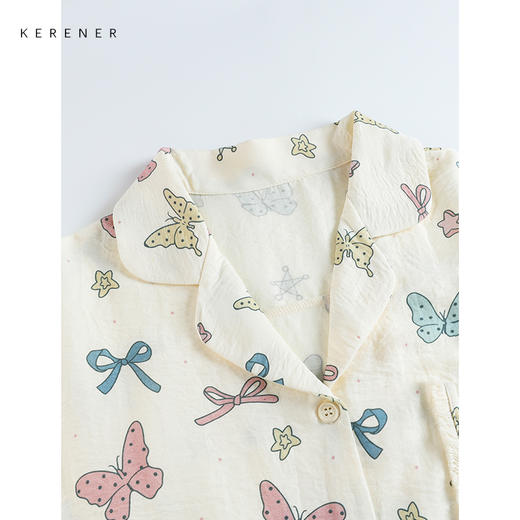 可人儿小众设计师新款女士睡衣夏季短袖可外出家居服三件套 商品图1